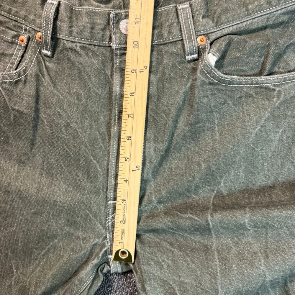 Levis 501 Original Fit Men's Olive‎ Green Crinkle Wash Button Fly Jeans 35x29